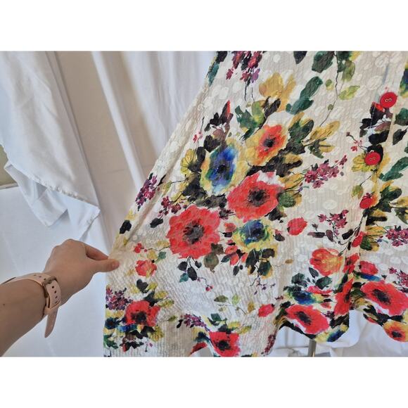 Anthropologie Eva Franco Womens Colorful Floral Ruffle Shirt Dress Large - Picture 3 of 7